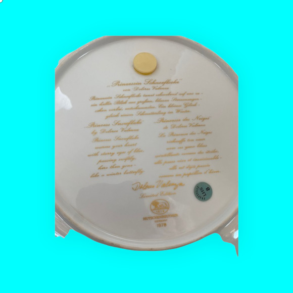 German Collector Plate Princess Snowflake 1978 Signed Dolores Valenza - Picture 6 of 6